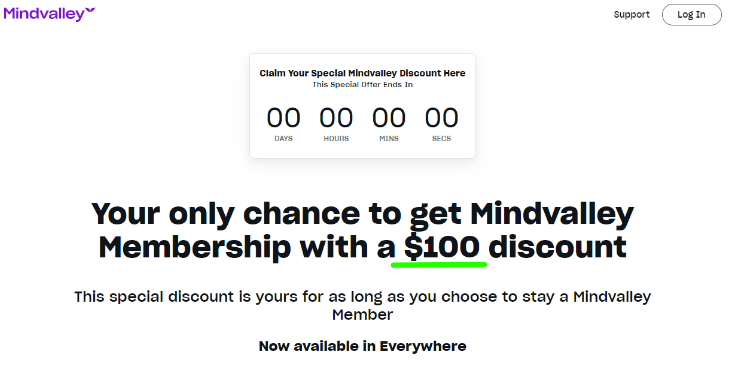 Save $100 on Mindvalley Membership
