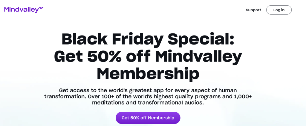 Mindvalley Black Friday page