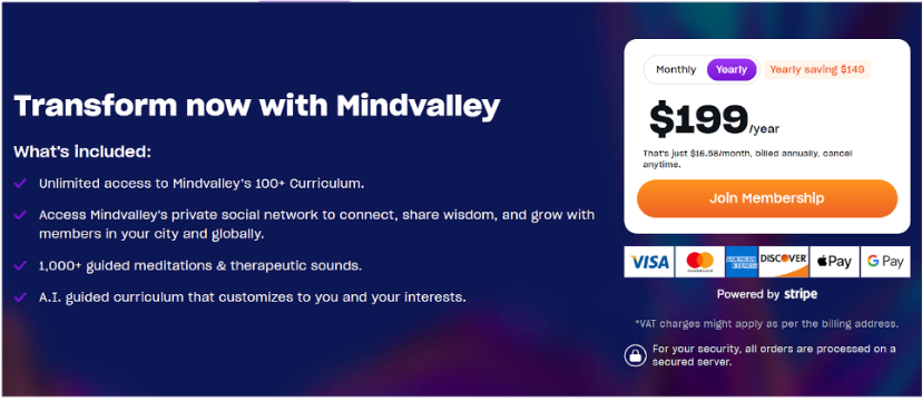 Mindvalley Membership Plans and Pricing