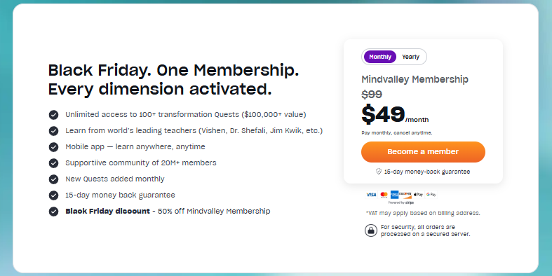 Mindvalley Black Friday Pricing