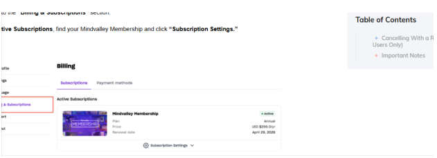 Billing & Subscriptions Section