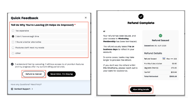 Fill out the refund form