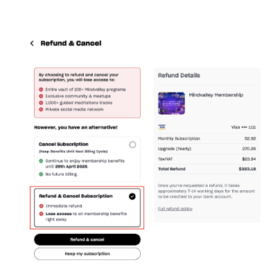 Select Request Refund
